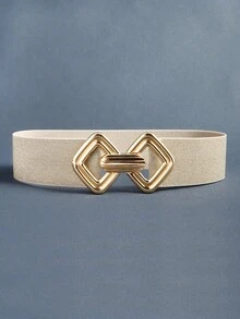 Geometric Buckle Belt Halloween Summer, School Fall, Autumn, Halloween - Beige - View 10