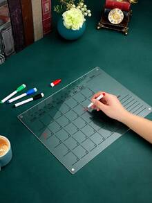 1 Month Planner Magnetic Board (Black/White), Includes 6 Magnetic Dry Erase Markers, Transparent Double-Layer Fridge Board, Display & Writing Board, Magnetic Refrigerator Memo Pad