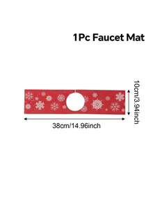 1Pc Christmas Sink Faucet Absorbent Pad,Merry Christmas Dish Drying Mat Including Snowflake,Red White Floral,Gingerbread Man And Christmas Tree Style,10*38/14*60cm Durable And Absorbent Sink Surround Cover,Bathroom And Kitchen Faucet Mat,Christmas Decorations For Home,Xmas Party Decor,Christmas Party Favors,Winter Decorations,Ideal Christmas Decoration Gift,Countertop Protector, Kitchen Sink Mat,Washbasin Protector - Multicolor - View 12