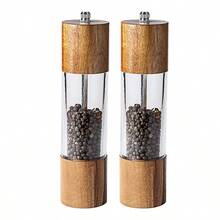 1pc/2pcs/3pcs Wooden Manual Pepper Grinder With Transparent Acrylic Pepper Mill, Black Pepper, Chili Pepper, Sea Salt Grinder Bottle - Brown - View 10