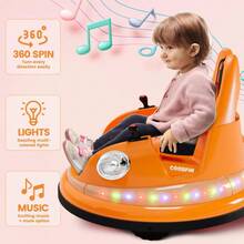 Huisuilinss Ride On Bumper Car,Kids 12V Electric Bumper Car W/Parent Remote,2-Speed,2 Driving Mode,360°Spin,Music & Lights,Toddlers Bumping Toy,Ride On Toys For Boys & Girls - Orange - View 6