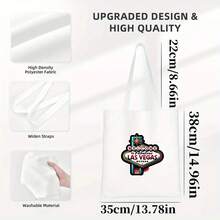 1pc Welcome To Fabulous Las Vegas Canvas Tote Bag - Vibrant Printed Design, Reusable Multifunctional Shoulder Shopping Bag, No-Closure Fashion Backpack For Everyday Use, Travel Bag