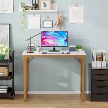 39" Home Office Gaming Desk | Modern Simple Style | Wood & Metal PC Desk | Spacious Surface For Work, Gaming & PC Setup - Gold - View 3