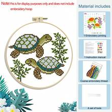 11CT 十字绣套件 DIY 手工刺绣，包括线、针、图案表 - 奶牛、企鹅、树懒、花卉乡村风格装饰，适用于客厅/卧室，初学者入门套装 - 彩色 - 查看 18