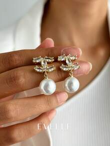 18K镀金优雅可爱的铜耳环，适合日常佩戴和聚会 - 金色 - 查看 4