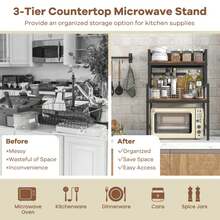 3-Tier Microwave Stand W/ Storage Shelves Heavy-Duty Metal Frame Rack Organizer - Default - View 8