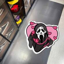 1pc Pink Heart Ghost Face Patterned Carpet, Thickened Velvet Dotted ...