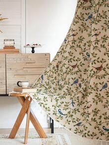 1 件复古花卉和鸟类提花窗帘，涤纶房间窗帘，客厅窗帘，厨房窗帘，杆袋窗帘，适用于厨房和各种房间 - 无配件，可机洗，秋季装饰，四季皆宜 - 彩色 - 查看 13