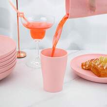 16/32pcs Kitchen Wheat Straw Large Size Dinnerware Set, Service For 4/8, Unbreakable Modern Dish Set-Dinner Plate/Dessert Plate/Cereal Bowl/Cup, Lightweight Tableware, Perfect Camping And Everyday Use - 粉色 - 查看 5