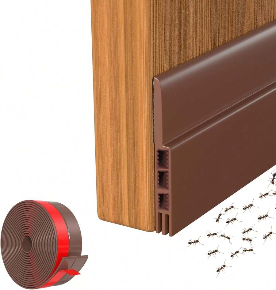 LSXD Guardapolvo para Puerta,5M Cubre Polvo para Puerta de 3 Capas,Burlete para Puerta con Bloqueo de Ruido\/Viento\/Insectos,Protector Autoadhesiva y Tira de Sellado Atrapa Polvo para Puerta(Nergo) - 5MMarrn - Ver 1