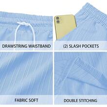 Mens Linen Shorts Flat Front Casual Elastic Waist Drawstring Summer Beach Vacation Shorts With Pocket(9Inch)A Valentine's Day IXK9 - Màu mơ + đen - Xem 2