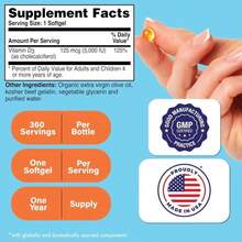 Health Thru Nutrition Vitamin D3 5,000iu 360 Mini Softgels For Maximum Benefit Year Supply | 125mcg Cholecalciferol | 3rd Party Tested | Non-GMO USP Grade In Organic EVOO | Immune Health Support - Flavor NameB - 查看 2