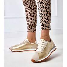 White Canvas Sneakers With Black Insert Mydland - Gold - View 1