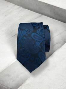 Luxury Men's Skinny Ties Polyester Silk Solid Polka Dot Striped Check Skinny Jacquard Groomsman Tie - 薄荷藍 - 查看 1