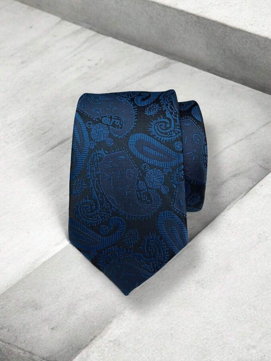 Luxury Men's Skinny Ties Polyester Silk Solid Polka Dot Striped Check Skinny Jacquard Groomsman Tie - 薄荷藍 - 查看 1