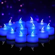 12/24/48pcs Flameless LED Candles Lights, Battery Powered Tealight, Romantic Tea Candles For Birthday Party Wedding Decorations, Home Decor, Candle Warmer, Gift, Fake Candles,Home Decor,Gift,Led Candles,Fake CandlesCandle Lights Gifts Graduation - 藍色 - 查看 1