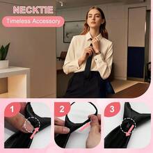 Black Ties For Women PreTied Necktie For Women Girls Adjustable Female Zipper Ties For Office School Party - màu đen - Xem 4