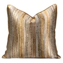 1 件金色条纹靠垫套，奢华高精度提花编织背衬，高密度填充，现代简约优雅装饰枕套适用于沙发、客厅、卧室、汽车，也可用作礼物，四季皆宜（无枕芯）