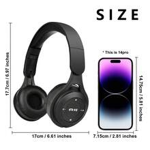 新品馬卡龍風格耳罩式耳機,可折疊伸縮,高保真立體聲音質,通話清晰無干擾,兼容手機,女生最愛的無線耳機 - 黑色 - 查看 5