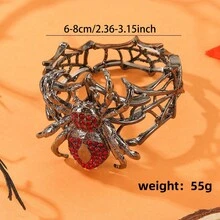1 Pc Hip Hop Punk Alloy Spider Bracelet Halloween Jewelry Accessories Vintage Fashion Rhinestones Zirconia Bracelet Birthday/Holiday Gifts Everyday Jewelry, Elegant Accessory - 槍黑色 - 查看 4