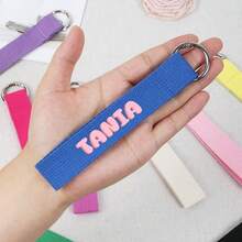 Personalized Name Tag, Diffrent Color Tag, Sports Bag Tag, School Bag Tag, Backpack Tag, Custom Keychain, Lunch Bag Tag Wrislet Personalized, Personalized Tag, Personalized Bag Tag, Gift Idea, Nametag, Bag Accessory, Bag Tag, Luggage Tag, Zipper Pull, Embroidered, Cotton Webbing, Personalized Nametag, Kids Accessory - Multicolor - View 5