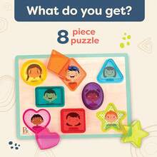 EstiloTendenciaB.Toys- Peek & Explore - Animales De Granja- Rompecabezas De Madera - Juguete Para NiñOs - Rompecabezas De Animales De Granja - Vaca, Oveja, Cerdo Y MáS - 2 AñOs +Calidad PremiumVersióN Mejorada - Formas y Emociones - Ver 6