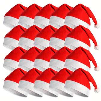 20pcs/10pcs/1pc, Christmas Hats Unisex Red Classic Santa Hat Christmas New Year Festive Holiday Party Gift For Adults And Children,Non-Woven Fabric Material,Disposable Home Decor Christmas Decorations Room Decor Winter