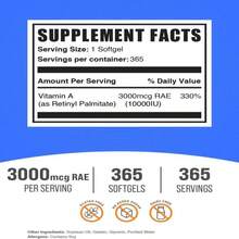 BulkSupplementscom Vitamin A 10000 IU Softgels - As Retinyl Palmitate, Vitamin A Supplement - For Eye &Amp; Immune Support, Gluten Free, 1 Softgel Per Serving, 365 Count (Pack Of 1) - Flavor Name B - View 2