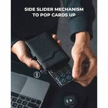 - Airtag Cartera para Hombre RFID Bloqueo Tarjetero para Caballero, regalos billeteras de hombres con llavero dia del padre porta minimalista Wallet negro - Negro + Minimalista - Ver 2