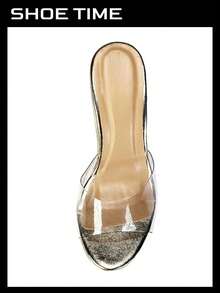 Women's Platform Wedge Slide Sandals – Open Toe Slip-On High Heel Mules With Cork Design - Gold - View 3