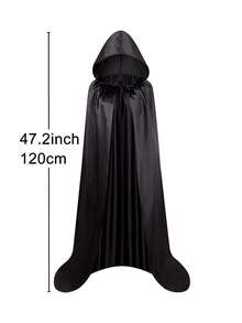 1 buah Jubah Berkerudung Halloween, Kostum Cosplay Satu Lapisan untuk Pertunjukan Panggung, Pesta Topeng & Pesta, 5 Ukuran (120/140/150/160/180), Hadiah Sempurna - Hitam - View 15