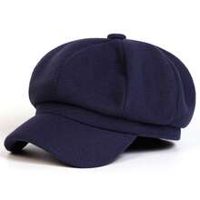 1 pieza Sombrero octogonal de fieltro de lana de unicolor para mujer, boina de moda, versátil para exteriores, casual, negocios, fiestas, cálido para otoño/invierno - Multicolor - Ver 10