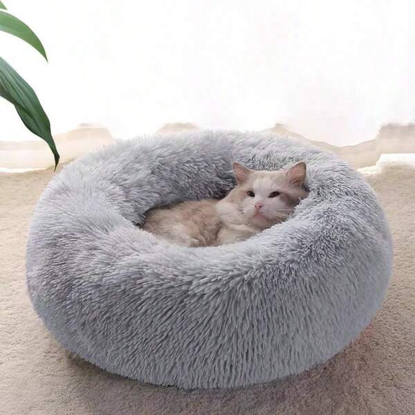 Round Plush Pet Bed, Suitable For Dogs And Cats, All Season Use