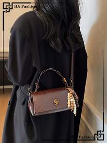 Vintage Suede Patchwork PU Leather Women's Handbag, Shoulder Bag, Daily Commute Small Square Bag