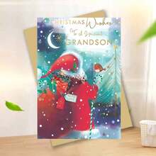 Charming Christmas Card With Envelope - Perfect For Friends, Family & Special Occasions - High-Quality, Creative Holiday Greeting For Grandson