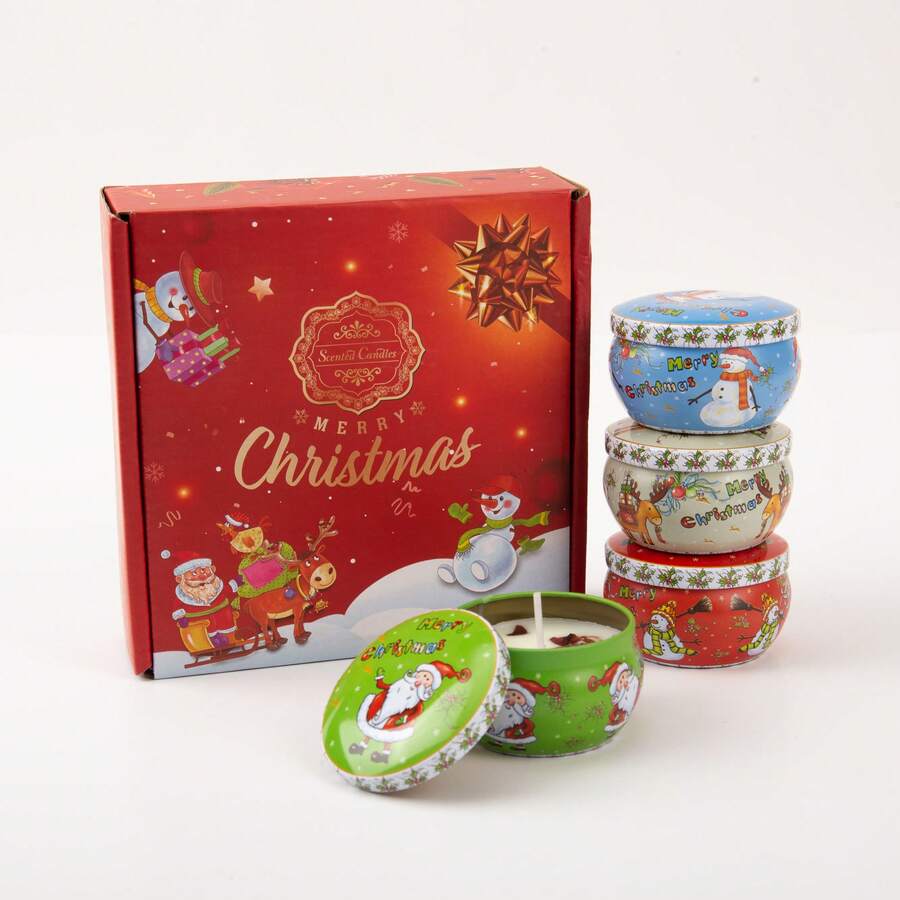 4 Peças Conjunto de Velas Perfumadas de Papai Noel e Boneco de Neve de Natal, Adequado para Leitura, Meditação, Ambientação e Banho, Ótimo para Presentes de Aniversário, Presentes de Velas Perfumadas para Mulheres, Velas de Natal Decoração de Casa Decorações de Natal Decoração de Quarto, Presentes de Natal