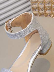 女孩时尚银色露趾高跟凉鞋 - 銀色 - 查看 5