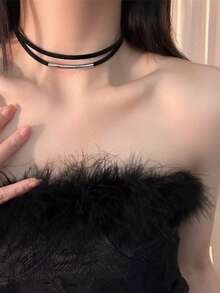 20pcs Gothic Minimalist European And American Style Choker Necklace Set, Short Velvet Necklace, Korean Version