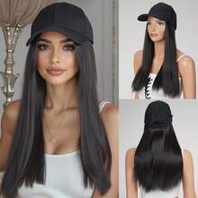 8/10/18英寸棒球帽假发接发可调节帽子附加卷发波浪合成假发女士