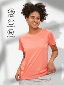 TECTOP Women's Quick Dry Raglan Short Sleeve Crew Neck Athletic Workout Dry Fit Performance Sports Wicking Running Top For Gym, Spring And Summer (Random Logo) - Dusty Pink - View 5