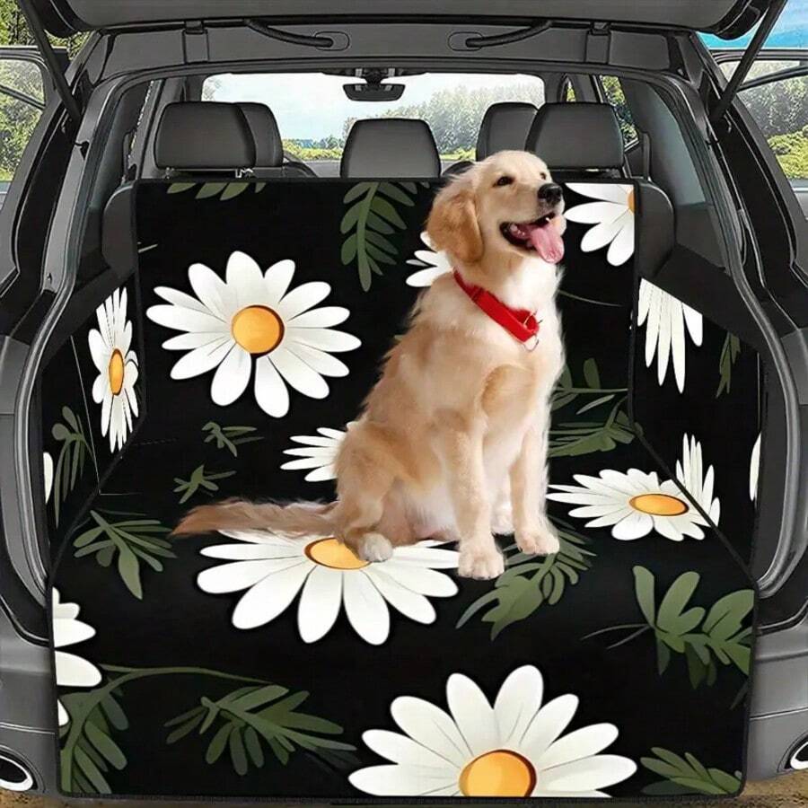 1pc Oxford Fabric Pet Cargo Liner With Paw Print Design - Durable, Full Coverage Seat Protector Fit For Most Cars, Dog Trunk Mat, Car Interior Accessory, Fun Design, Easy To Install Mat Dog Car Seat Car Seat Covers Dog Car Seat Cover Pet Car Seat