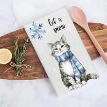 1 pièce/2 pièces/100 pièces Serviettes de cuisine et lavettes avec motif d'impression de chat de Noël, convient pour la décoration intérieure des restaurants, cuisines, salles de bain, décoration de fête, cadeaux de Noël