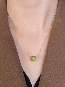 1 pieza Collar de Bodhi hecho a mano original de plata 925 bañado en oro de 18k, Collar colgante de cuentas de jade de estilo chino nuevo, adecuado para que las damas artísticas lo usen a diario