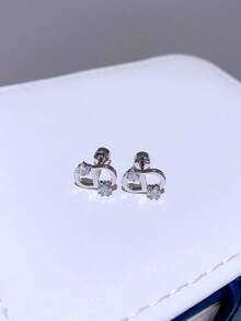 1pc Fashionable Ear Cuff, Delicate Screw Stud Earrings, Design - Geometric G Screw Button Earrings - View 3