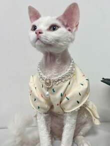 Adjustable Dog Cat Pearl Necklace Jewelry Diamond Pendant Fashion Luxury Pet Collar Wedding Birthday Prom Costume Accessories