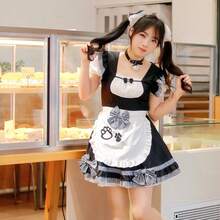 1pc Cute Anime Maid Dress, Sexy Soft Girl Lolita Cosplay Costume (Without Choker), Suitable For Role-Playing Or Photoshoot Halloween Costume - Multicolor - View 8