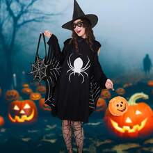 3 sztuki kobiecych kostiumów pająka, akcesoria do kostiumów na bal karnawałowy, akcesoria do kostiumów na Halloween w kształcie czarnego pająka, magiczny kapelusz, okulary pająka, pończochy pająka