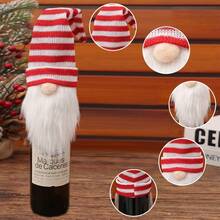 1pc Christmas Decoration Doll Wine Bottle Hat Knitted Forest Old Man Wine Bottle Set, Restaurant Decor