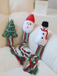 3pcs Pet Christmas Supplies - Chew Toys, Dental Care, Knotted Rope Toys, Interactive Toys For Dogs, Gifts For Your Furry Friends To Celebrate The Holidays!