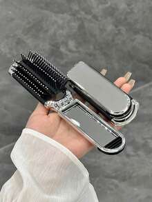 SGIAWETA-X Milania 1pc Foldable Comb - Color, Portable With Built-In Mirror,Hair Brush,Comb,Hair Tools,Hair Products And Accessories Barber Salon Beauty Travel Essentials,Back To School,Travel Holiday Essentials,Hair Accessories Women-Birthdaygift - Bạc - Xem 4